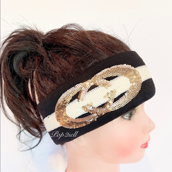 NWT Gucci Sequin GG Embellished Wool Headband Size M (57cm) - Picture 1 of 13